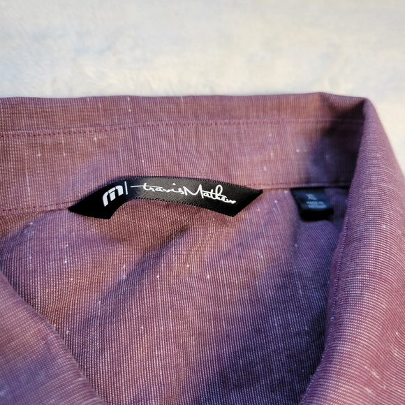 Travis Mathew Shirt Mens XL Casual Button Short Sleeve Red Burgundy Dots - Picture 3 of 6